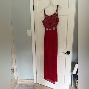 Vintage Andretti’s Donatello fully beaded backless Red Evening Dress